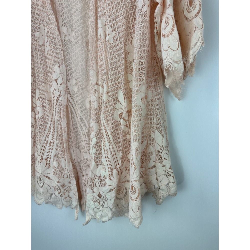 Torrid Scalloped Lace Kimono Open Front Pale Blush Floral Plus Size 3/4 3X 4X - Picture 9 of 10